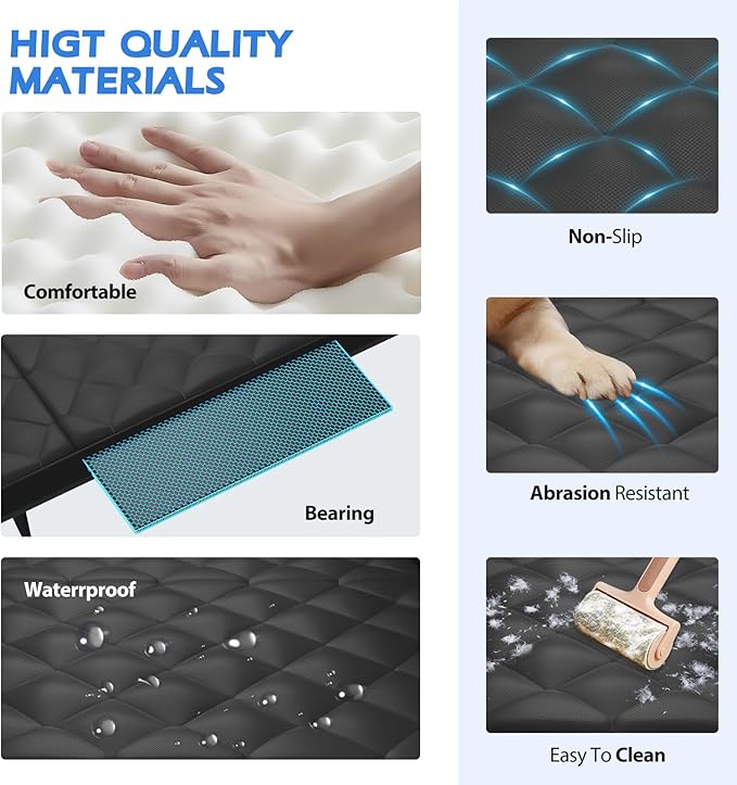 Back Seat Extender for Dogs-Upgraded Egg Crate Foam, Hard Bottom Dog Seat Cover for Truck Back Seat, Dog Hammock for Truck Crew Cab F150, RAM1500, Sierra, Silverado,Tundra, Titan（59‘x29’