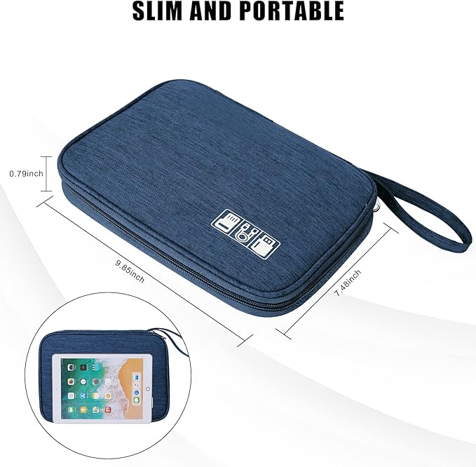 Electronic Organizer Travel Universal Cable Organizer Electronics Accessories Bag for Cable, Charger, Phone, USB, SD Card,1Pack