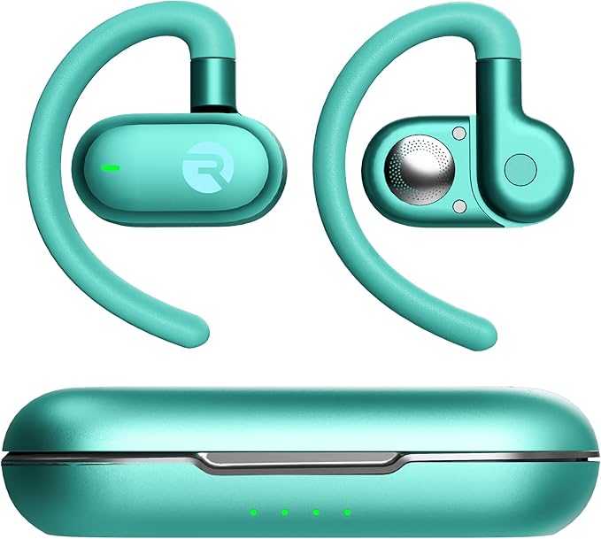Raycon Fitness Open Ear Earbuds – Open Ear Headphones, Earbuds Wireless Bluetooth, Running Headphones, Sweat & Water-Resistant Earphones, 40 Hours Battery Life (Mint)