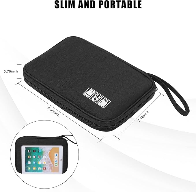 Electronic Organizer Travel Universal Cable Organizer Electronics Accessories Bag for Cable, Charger, Phone, USB, SD Card,1Pack