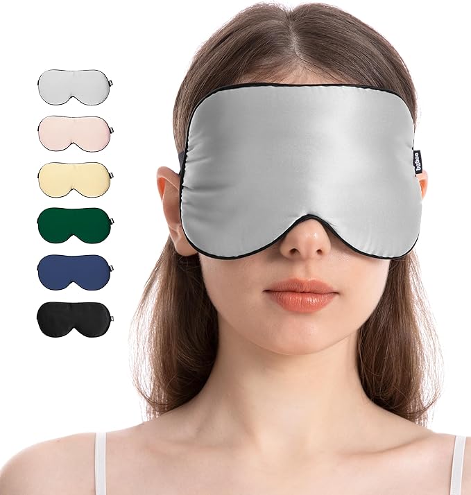 Luxury Pure Silk Sleep Mask | 100% Natural Mulberry Silk | Double-Sided Softness | Adjustable Strap & Full Light Blocking | Perfect for Travel, Office Naps & Nighttime Sleep (Gray)