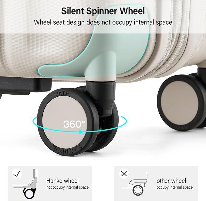 Hanke Expandable Hardshell Luggage Sets 3 Piece Extra Large Suitcases with Lock,28 Inch Luggage with Spinner Wheels, PC Travel Suitcase for Women Men 20 24 29Inch,Ivory White