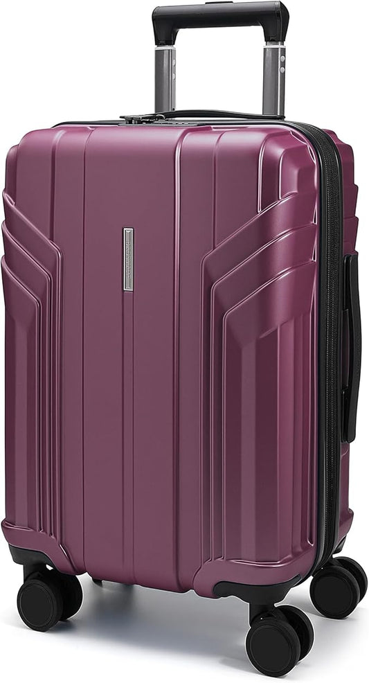 BAGSMART Expandable Carry On Luggage 22x14x9 Airline Approved, 20 Inch Travel Luggage with Spinner Wheels, Lightweight Hard Shell Suitcase Carry on Purplish Red