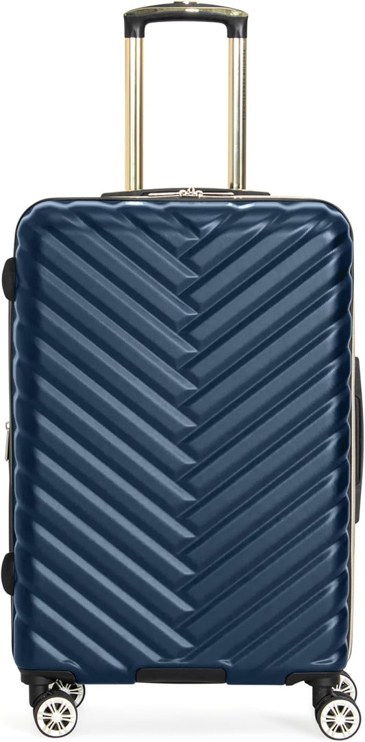 Kenneth Cole REACTION Madison Square Lightweight Hardside Chevron Expandable Spinner Luggage, Navy, 24-Inch Checked