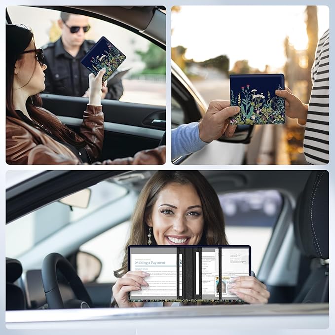 Car Registration and Insurance Card Holder，Vehicle Glove Box Car Organizer，Accessories Case for Storing Driving Licences, Cards, Documents