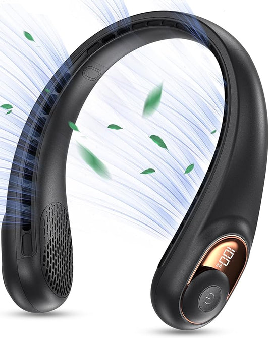 KIDEE Neck Fan, Portable Bladeless Neck Fans, Upgrade 360° Airflow, Super Quiet, 3 Speeds, 4000mAh Personal Wearable Neck Fan, Upgraded Cooling Air Volume USB Rechargeable Hands Free Fan