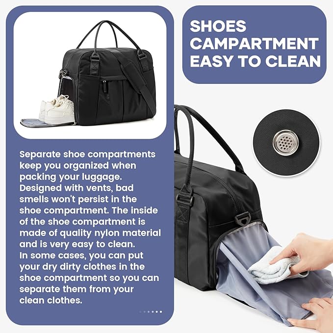 Small Gym Bag for Women, Travel Duffle Bag with Shoe Compartment, Carry on Weekender Bags Waterproof Overnight Bags