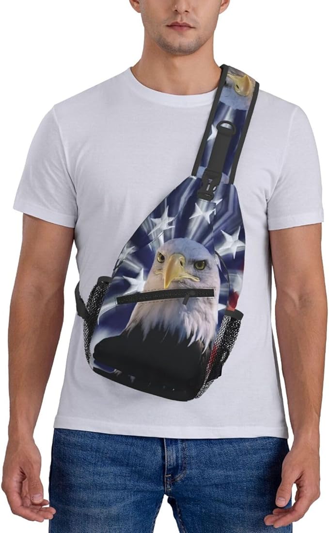 American Flag Sling Bag Multipurpose Crossbody Sling Backpack Travel Cycling Hiking Shoulder Bag For Women Men