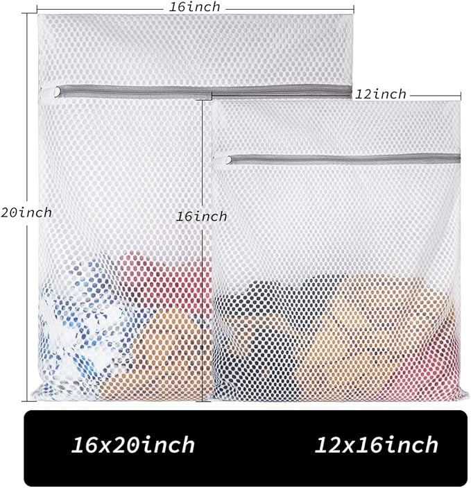 Extra Large Honeycomb Mesh Laundry Bag125gsm Net Fabric Durable and Reusable Delicate Wash Bag,Travel Organization Bag for Lingerie,Clothes,Jeans,Bath Towel,Sock (2Large, 3Medium)