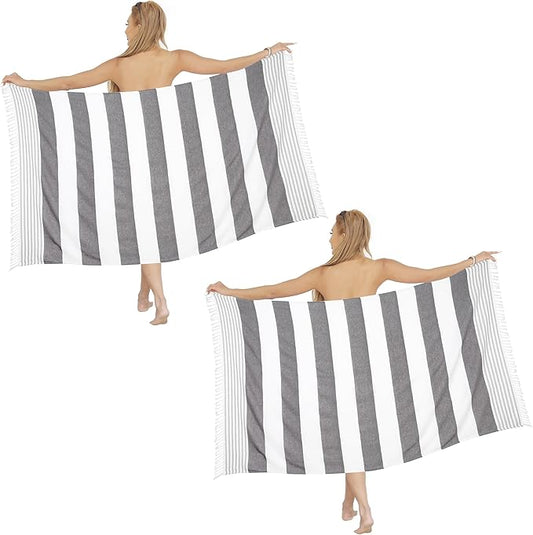 Beach Towel 2 Pack,Sand Free Beach Towels Oversized 39 x 72,Turkish Beach Towel Quick Dry Towel,Lightweight Pool Towels for Adults Travel Towel,Cool Beach Essentials Super Absorbent Towels