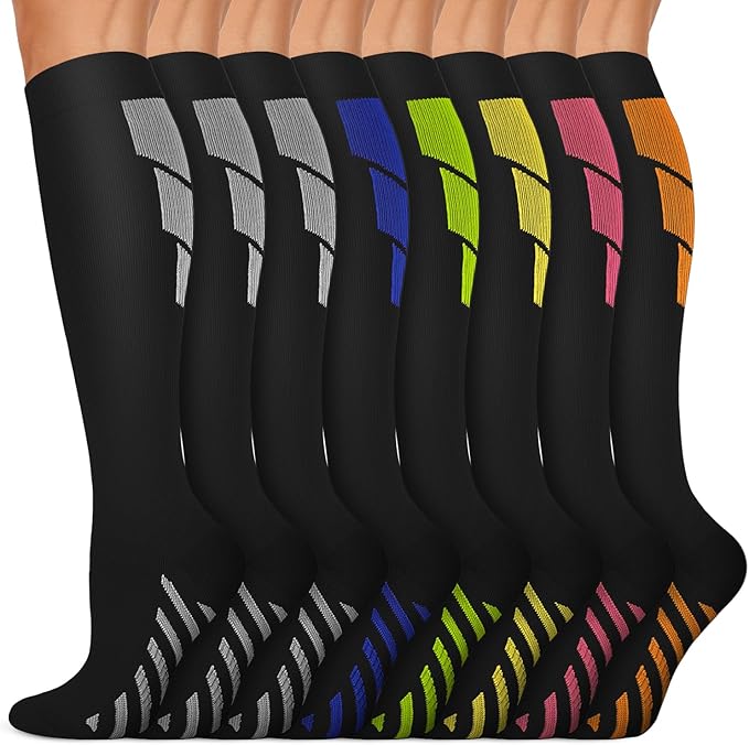Copper Compression Socks 15-20 mmHg for Men & Women 8 Pairs – Circulation Support for Nurses, Travel, Running, Hiking, Soccer
