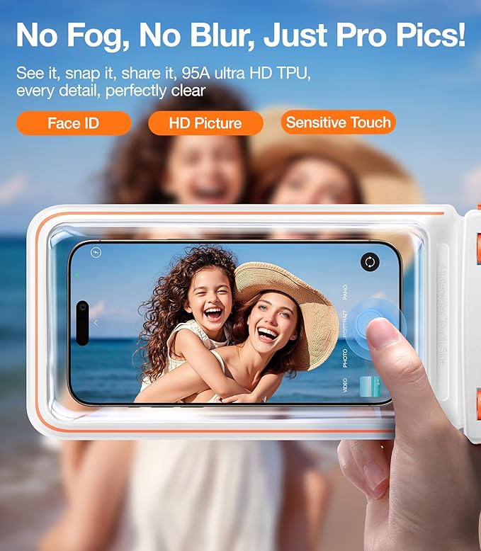 TORRAS IPX8 Waterproof Phone Pouch Floating, Underwater Screen Touchable, Water Proof Case with Lanyard for iPhone 17 Pro Max 16 S25, Cellphone Dry Bag Cruise Essentials 7.0 inch, White