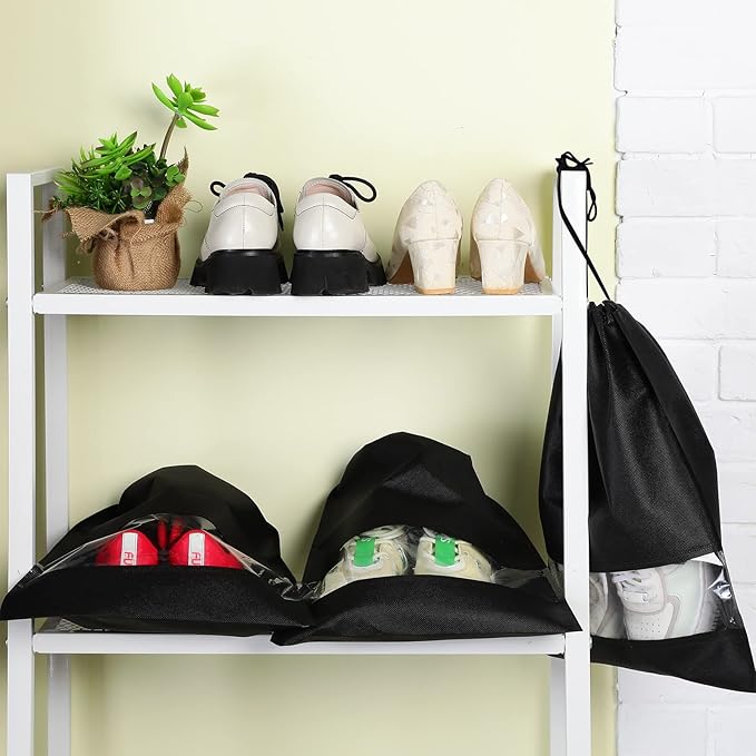50 Pieces Shoe Dust Bags Shoe Bags for Travel Shoe Bags for Storage Shoe Storage Bag Non-Woven with Rope for Men and Women Large Shoes Storage Packing Pouch Organizers