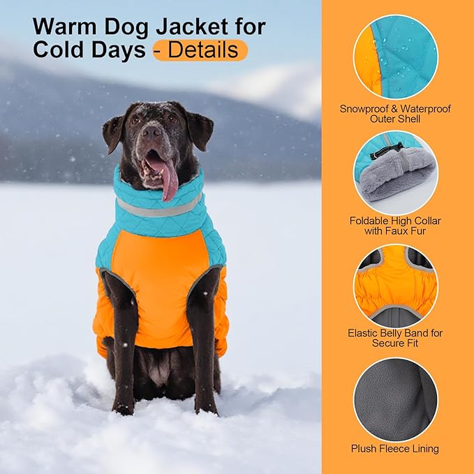 OUOBOB Warm Dog Coats for Small Dogs, Puppy Jacket, Waterproof Dog Jacket with Harness Built in, Zipper Clousure, Fleece Lining for Cold Weather, Small Puppy Clothes for Chihuahua, Maltese - XS