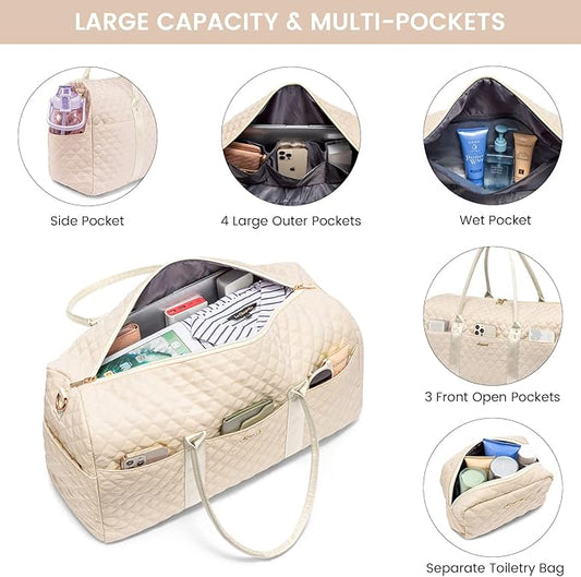 LOVEVOOK Travel Duffle Bag,Weekender Bags for Women Overnight Bag with Shoe Compartment, Carry on with Toiletry Bag,Duffel Bag with Wet Pocket,Hospital Bags for Labor and Delivery