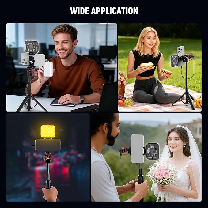 NEEWER Basics PA050 Vlogging Kit for iPhone Android Phone for YouTube TikTok Streaming Video Recording, Selfie Stick Tripod + Microphone + LED Fill Light, Youtuber Starter Content Creator Essentials