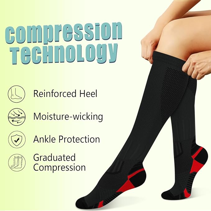 Copper Compression Socks 15-20 mmHg for Men & Women 8 Pairs – Circulation Support for Nurses, Travel, Running, Hiking, Soccer