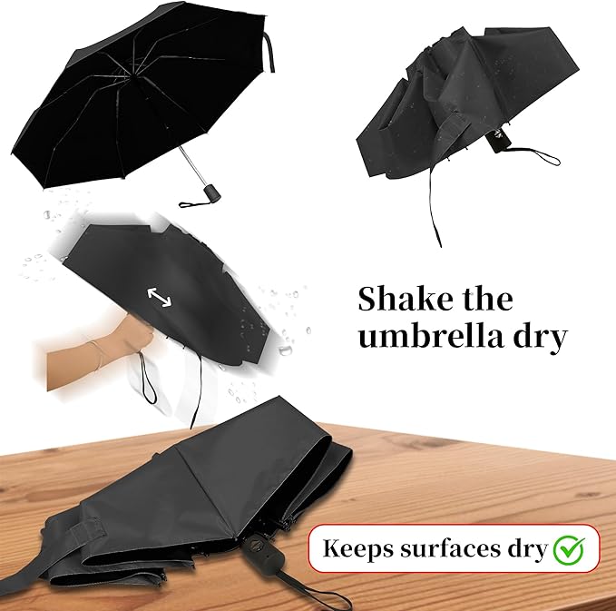 Automatic Mini Travel Umbrellas for Rain/Sun, Small Lightweight Folding Auto Open/Close Windproof Compact Umbrellas for Women Men, Fits Car & Backpack