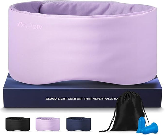 Dual-Sided Sleep Mask for Side Sleepers, Soundless Velcro, Bamboo Fiber & Milk Silk Eye Mask, Zero Pressure Sleeping Mask for Women & Men, Eye Relief Blindfold for Nap, Travel Essentials, Purple