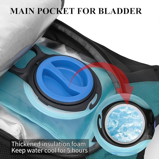 NONSAR Hydration Backpack, Hiking Backpack with 3L Water Bladder, Lightweight Insulation Hydration Pack, Water Backpack for Hiking, Cycling, Running, Festival, Camping for Men Women