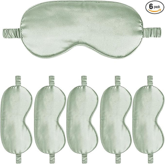 6PACK Silk Sleep Mask Satin Eye Masks Blackout Silky Eyeshade Cover Soft Blindfold Eyeshades for Women Sleeping Travel Gift