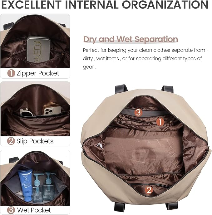 LOVEVOOK Weekender Bag, Large Travel Duffel Bag for Women with 2 Packing Cubes, Carry on Overnight Bag with Shoe Compartment, Mom Hospital Bags for Labor and Delivery