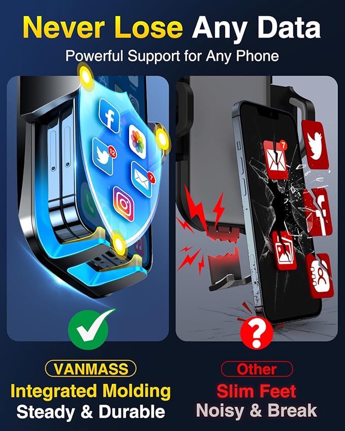 VANMASS【85+LBS Strongest Suction & Military-Grade Ultimate Car Phone Mount【Patent & Safety Certs】 Cell Phone Holder Truck for Dashboard Windshield Vent for iPhone 17 Pro Max 16 15 for Samsung Kits