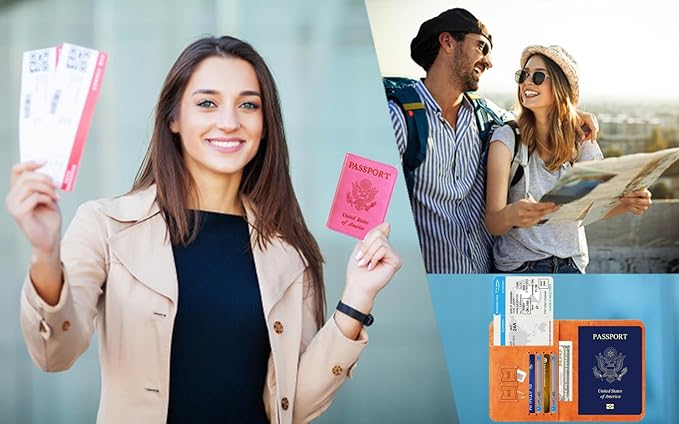 Passport Holder Cover Wallet Travel Essentials RFID Blocking Leather Card Case International Must Haves Travel Accessories for Women Men(101#Earthy Yellow)