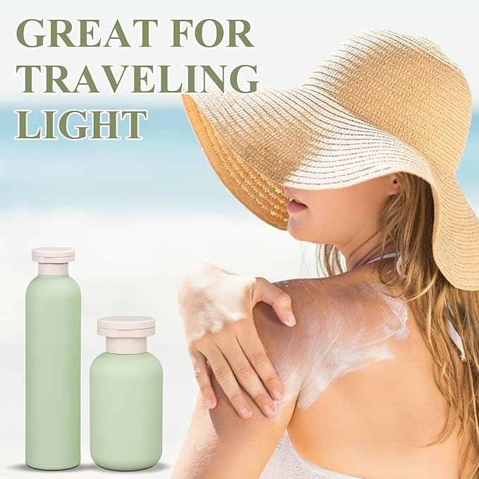 ASEVAT 8.8oz 4Pcs Plastic Refillable Travel Shampoo And Conditioner Bottles With Flip Cap