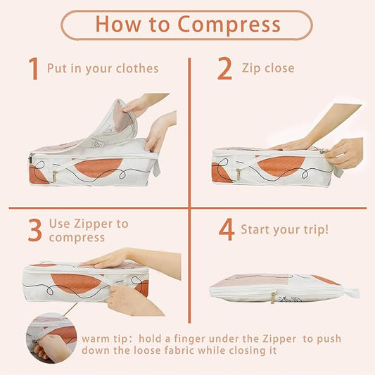 6 Pcs Compression Packing Cubes, Packing Cubes for Travel, Waterproof Luggage Organizer Bags Set, Cute Packaging Cubes for Women Kids Backpack Carry-Ons