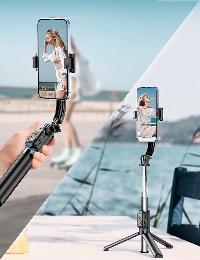 Selfie Stick, 41'' Extendable Phone Tripod Stand with Phone Holder & Detachable Remote, 360° Rotation Selfie Stick Tripod for Cell Phone Compatible with iPhone, Android, Samsung