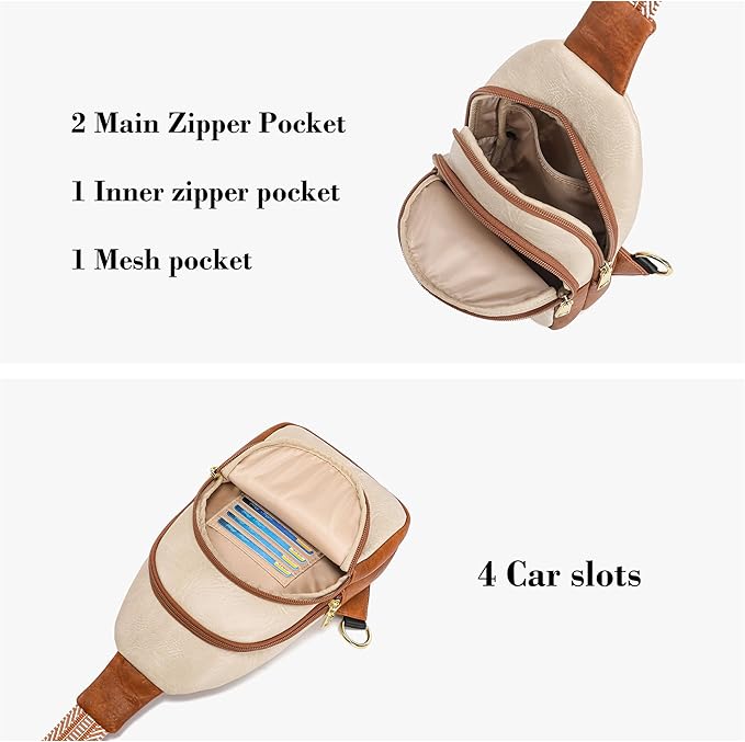 INICAT Crossbody Sling Bags Fanny Packs Valentine's Day Gifts Vegan Leather Travel Vacation Essentials Purses Women