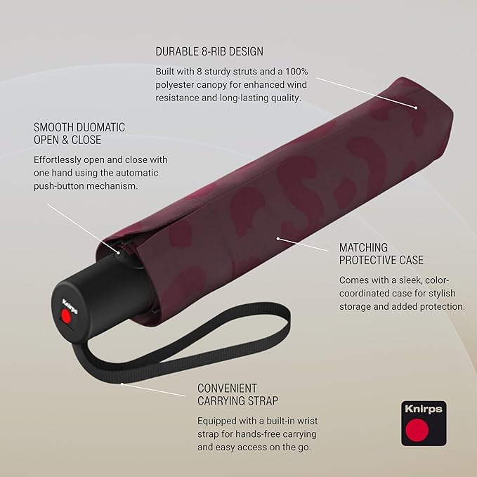 Knirps A.200 Medium Duomatic Windproof Umbrella for Adults – Automatic Open Close 38.5" Canopy, Travel Case Included