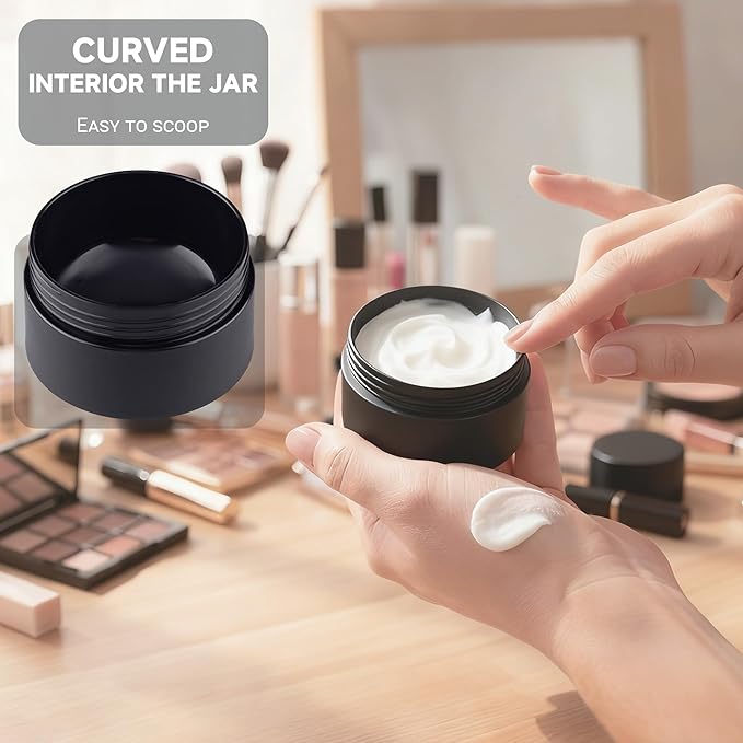 Plastic Jars Containers 4 Pack, 50g Travel Size Container Jars with Lids, Ideal for Makeup Cosmetics Lip Balm Salve Sample Cream and Beauty Lotion