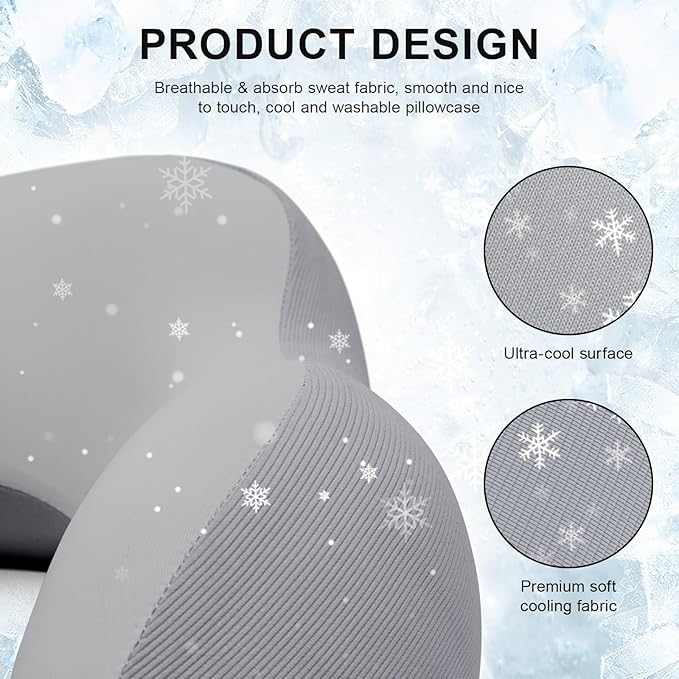 Travel Pillow for Airplane Memory Foam Neck Pillow, Soft & Support Travel Pillow for Travelling, Sleeping Rest, Car, Train and Home Use (Grey)