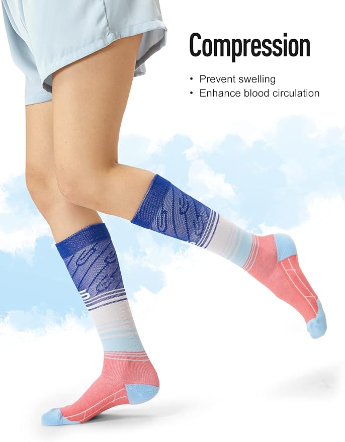 CS CELERSPORT 3 Pairs Compression Socks for Men and Women 20-30mmHg Running Athletic Support Socks