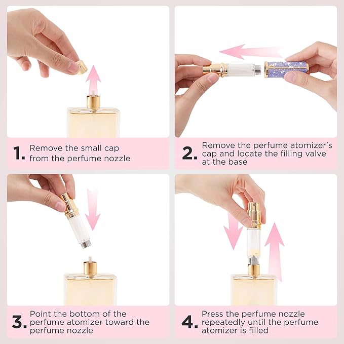 Travel Perfume Bottle Refillable, Sparkle Perfume Atomizer Leak-Proof Portable 5ML Mini Empty Atomizer Sprayer Bottle for Traveling and Outgoing (Purple, 5ML)