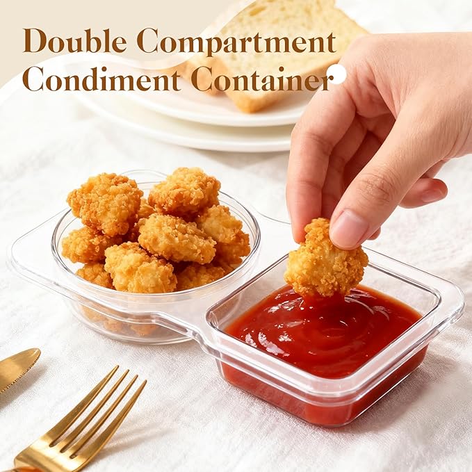 TaidMiao Reusable Snack Containers Compartment with Lids - 20 Sets Snack Containers, Double Snackle Box Compartment Condiment Containers, Snack Box for Sauce and Snacks