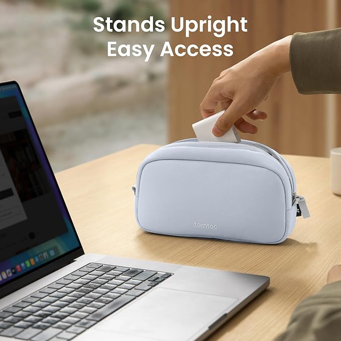 tomtoc Electronics Organizer Travel Case Performance, Water Resistant Bag Cable Tech Pouch Accessories, Carry Storage for Cord, Phone, Cables, Airpods, USB Flash Drive, Daily Items