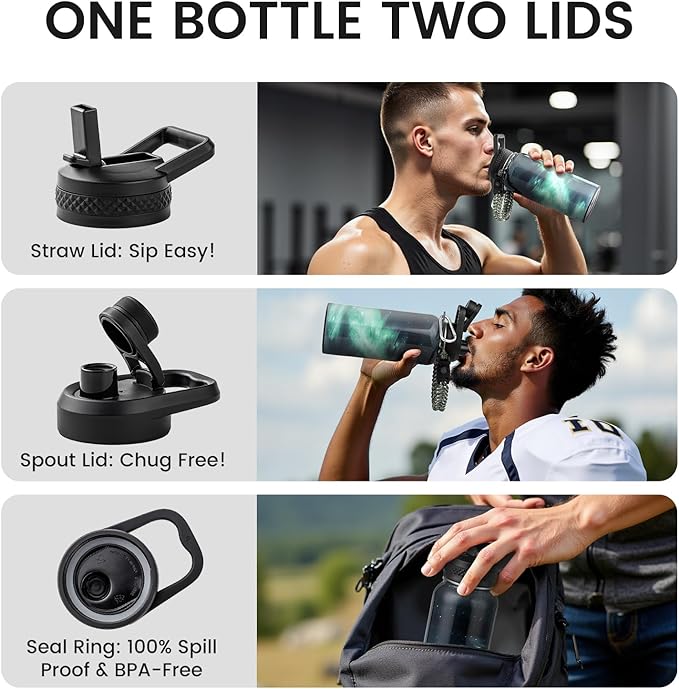 32oz Insulated Water Bottle, Triple Wall Vacuum Stainless Steel Water Bottles - Keeps Cold 48H, Reusable Metal water flask Jug for Gym, Sports, Camping, Hiking,Travel, Aurora-Green