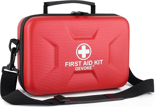 410 Piece Waterproof Hard Shell First Aid Kit for Home, Car, Travel, Camping, Truck, Hiking, Sports, Office, Vehicle & Outdoor Emergencies - Emergency Medical Kits (Red)