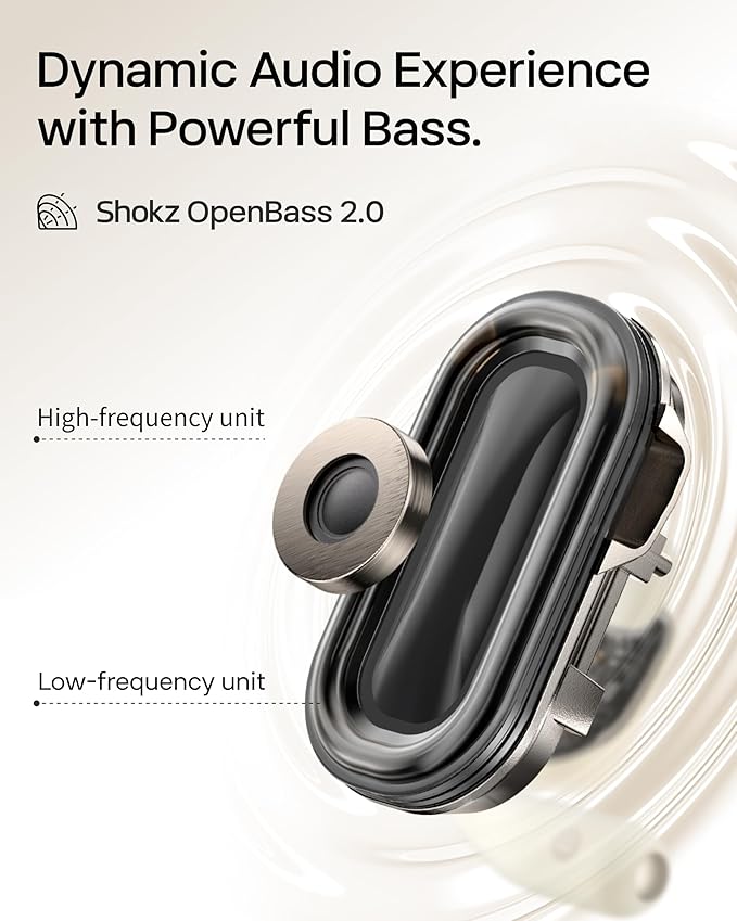 SHOKZ OpenFit 2 Open-Ear Headphones,True Wireless Bluetooth Earphones with Microphone,Earhook Earbuds with 48 Hours of Playtime,Fast Charging,IP55 Water-Resistant,with Carrying Bag,Black,Bluetooth5.4