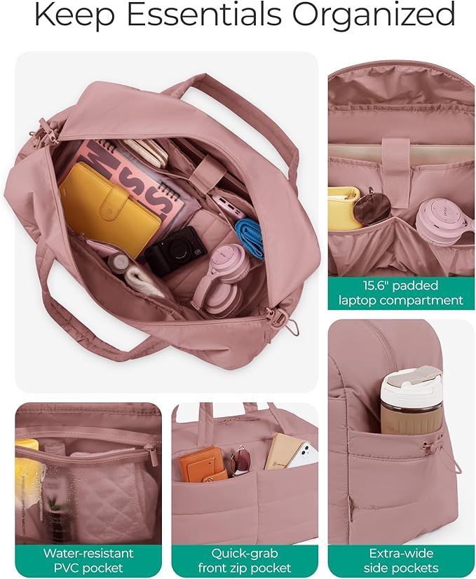 BAGSMART Gym Bag for Women with Toiletry Pouch, Lightweight Weekender Bags for Women with Wet Pocket, 31L Travel Duffle Carry On Bag, Weekender Overnight Bag for Travel,Water Resistant,Dark Pink