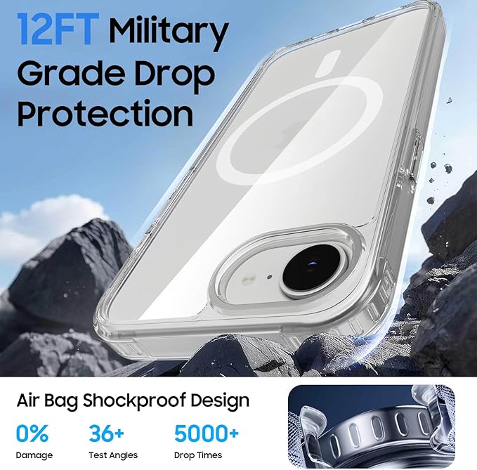 Ntwinro Magnetic for iPhone 16e Clear Case (Compatible with MagSafe) with Black Detachable Wallet & Card Holder for 3 Cards [RFID Blocking] Military Grade Protective Slim Phone Cover