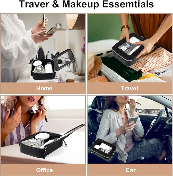 EcoVision Clear Makeup Bag, Travel Cosmetic Accessory Bag, Toiletry Organizer Bags for Women, Portable Waterproof Zipper Cosmetic Bag with Transparent Window
