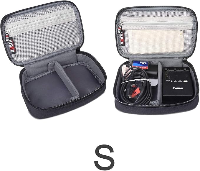 BUBM 3pcs Double Layer Electronic Organizer, Travel Gadgets Bag for Cables, External Flash Drive, Mouse, Memory Card, Power Bank and More, Compact and Multi-purpose, Black