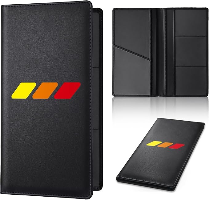 Tri-Color Sports Car Leather Registration and Insurance Holder, Vehicle Glove Box Car Organizer, with Magnetic Shut for Cards, Driver License for 3 Colors Cars Owner
