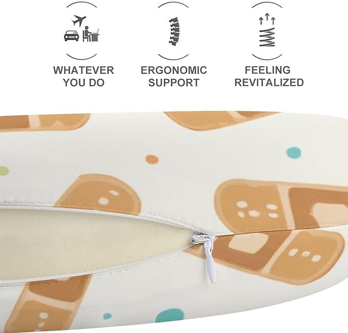 Luxury Memory Foam U-Shaped Neck Pillow Travel Support, Nurse Band U-Shape, Removable Breathable Cover Home Office