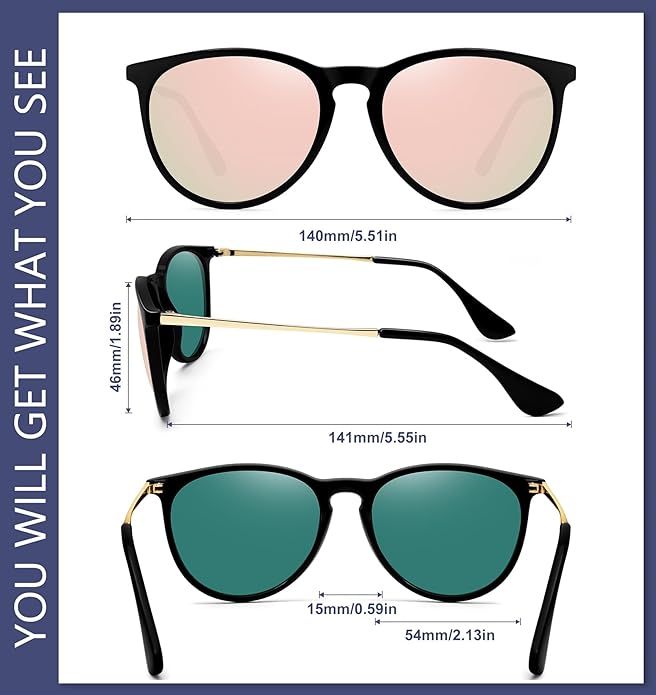 Retro sunglasses womens 2024 trendy round classic glasses