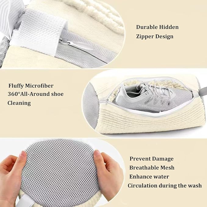 Laundry Shoe Bags for Washing Machine, 2Pcs Shoe Washing Bag Shoe Laundry Bag for Washer and Dryer Reusable Shoe Washing Bags Shoe Washing Machine Bag (Begie-2Pcs)